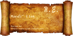 Manó Elek névjegykártya